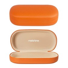 Hard Shell Leather Sunglasses Case,Classic Large Glasses Case for Women Orange