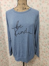 BUFFALO DAVID BITTON, WOMEN'S BLUE VISCOSE BL LONG SLEEVED KNIT SWEATSHIRT SZ S