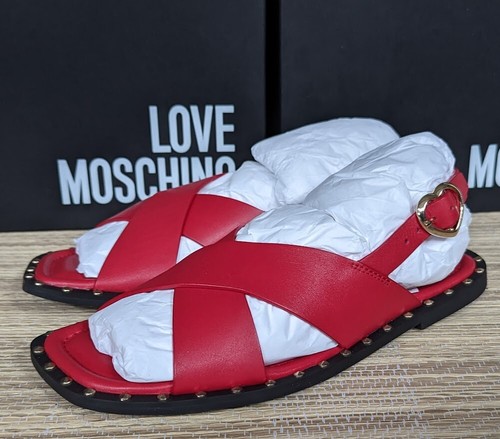 Love Moschino Sandalias Mujer Planas 37(4UK) - Tachonado, Cuero Superior e Interior - Imagen 4 de 16