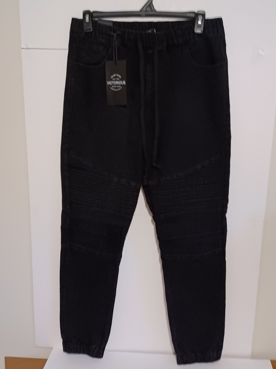 Victorious Men's Drop Crotch Jogger Pants Denim Jeans 34X31 X