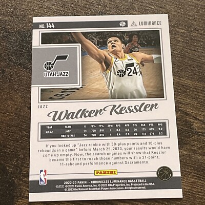 【sykh 】Kessler WORLD 2022-23 chronicles basketball luminance walker kessler rookie Teal