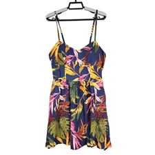 Womens New Look Strap Mini Dress Multicolored Floral Summer Size M Medium