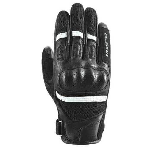 Oxford RP-6S Mens Short Cuff Vented Summer Motorcycle Gloves Black White - Afbeelding 1 van 2