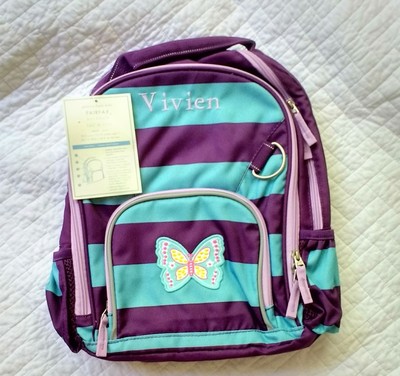 New Pottery Barn Kids girls SMALL backpack monogram '' VIVIEN '' purple teal 