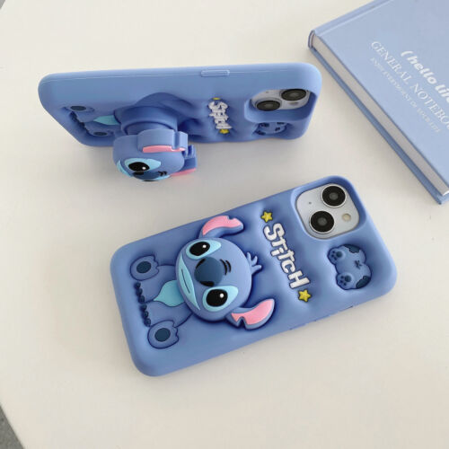 Stitch Silicone Stand Phone Case for Apple iphone 16 15 14 13 12 11 Pro Max 3D