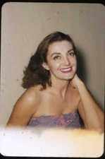 Michele Montau Vintage 1950s Bare shoulders Wavy Hair Original 35mm Transparency