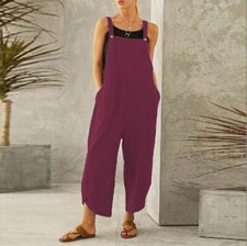 NEW Womens Overalls Dungarees Trousers Ladies Plain Jumpsuit Playsuit Plus Size