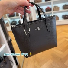 NWT COACH City Mini Tote Bag Leather CW031 Silver /Black