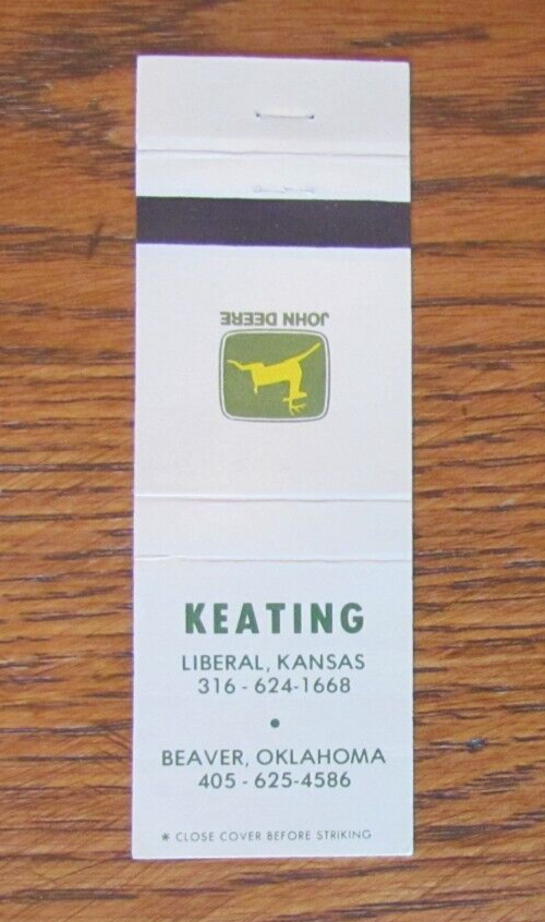 JOHN DEERE TRACTOR MATCHBOOK COVER KEATING LIBERAL KANSAS & BEAVER, OKLAHOMA C8 eBay