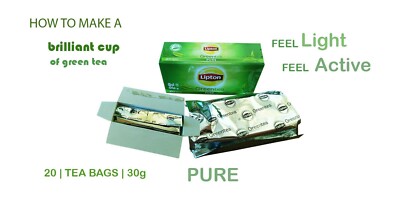 Lipton Tea Green Pure Ceylon Natural Bags 100% BOPF Quality Premium Blend