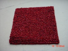 Lot of 6  Red  Colored   Beaded  Coasters     NEW