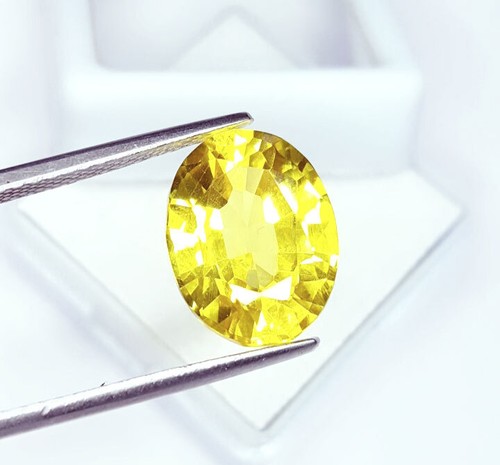 Certified Natural Yellow Sapphire Loose Gemstone 10 Ct Fine Oval AA+ Quality W37 - Imagen 12 de 13