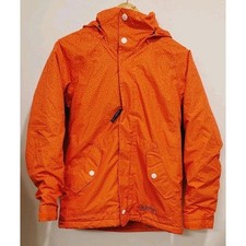 Burton Kids Dryride Ski Jacket Girl M 10/12 Orange Hooded Full Zip Snowboard
