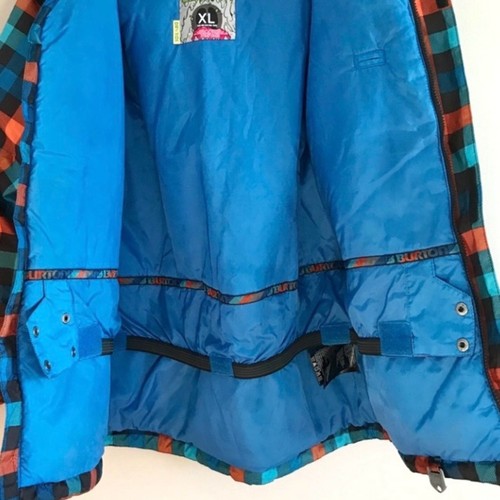 Burton Boys Amped Jacket Hooded DryRide Snowboard Ski Orange Blue Check Plaid XL - Picture 5 of 14