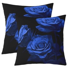 Pack of 2 Rose Decorative Throw Pillow Covers, Soft Rose Floral Bouquet Squar...
