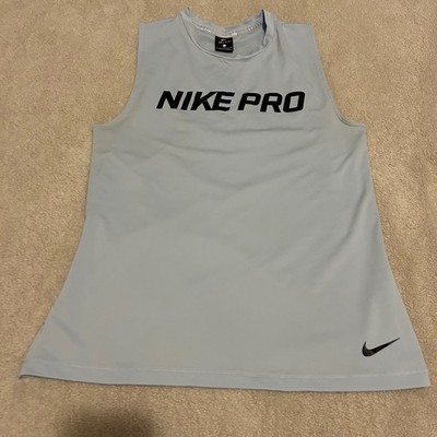 Nike Pro Tank Top Womens L Light Blue Dri-FIT Crossover Back athletic training