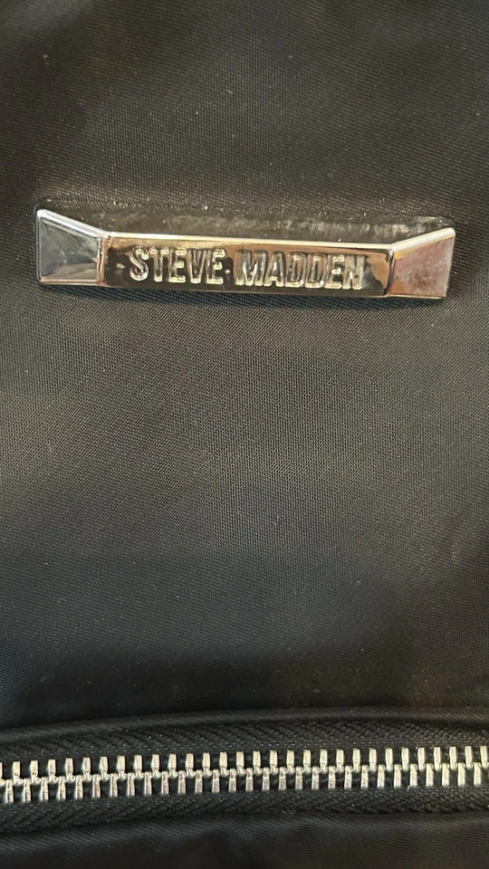 Steve Madden Black Backpack Purse With Studs And Embroidered Straps - Image 3 of 4