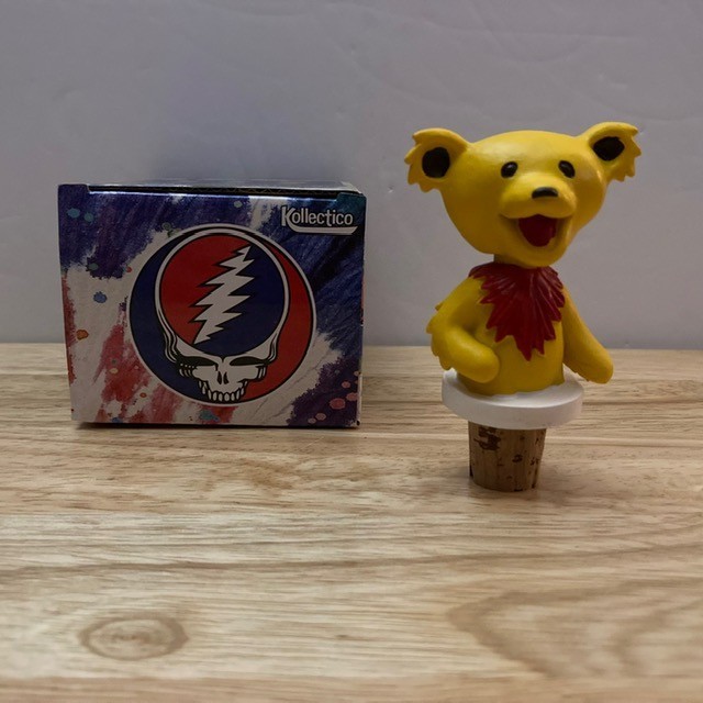 GRATEFUL DEAD Dancing Bear Wine Cork Bottle Stopper - Yellow (Body + Head)