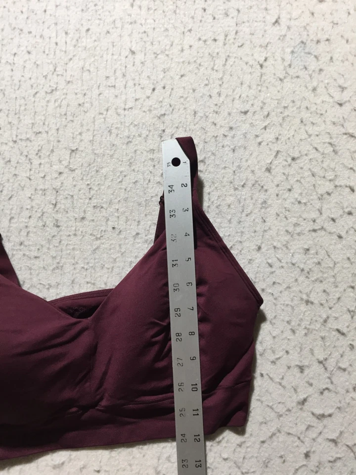 Sujetador Jockey Mujer L Grande Granate Acolchado Cuello en V Nylon Correas Elastizadas Foto 3 de 4