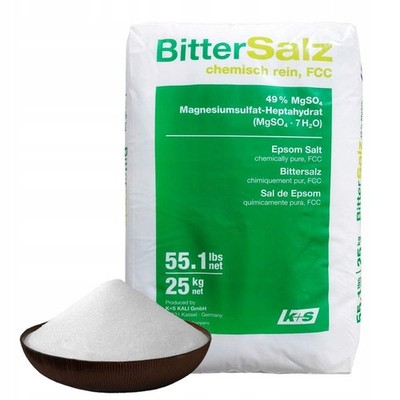 Epsom Salz Bittersalz 25kg Magnesiumsulfat MgSO4 Food Grade...
