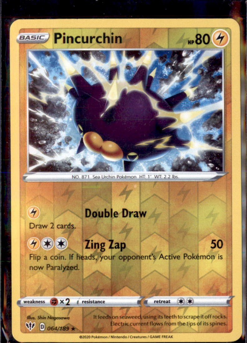 Pokemon Pincurchin 64/189 Darkness Ablaze Reverse Holo