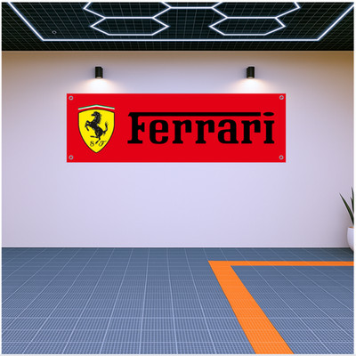 Decoration Flag Banner Ferrari   71x24 Garage or Man Cave Wall Decor