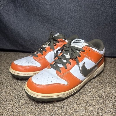 RARE Nike SB Dunk Air White Orange Olive Golf Shoes 484294-101    Size: 10 Men's