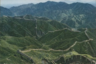 Peking Great Wall of China Winding Through Green Mountains 1975 Vintage Postcard