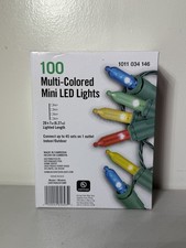 Home Accents Holiday 100 Multi-Colored Mini LED String Lights Green Wire New