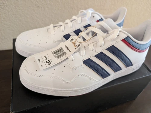 Adidas JQ9986 Hoops 4.0 White Blue Red Navy Retro Sneakers M11.5 W12.5 New