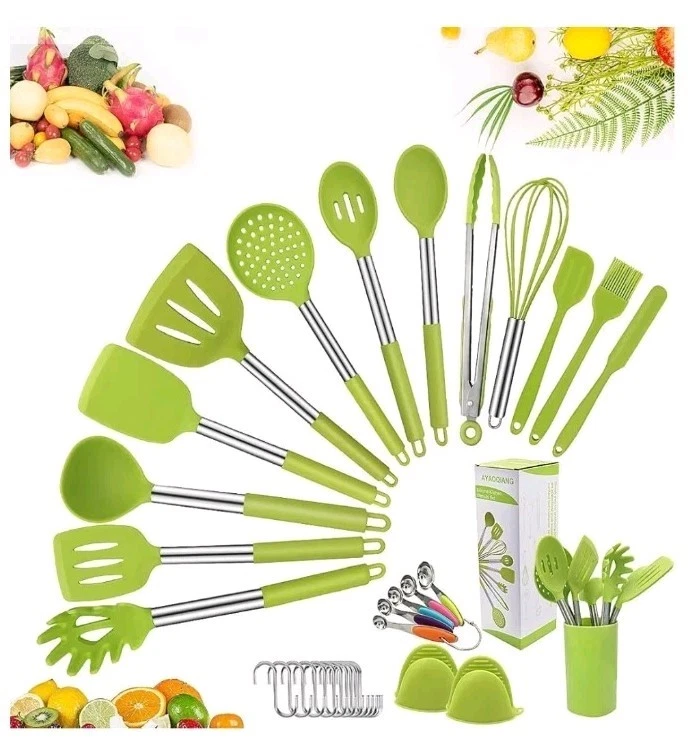 AYAOQIANG 33pc Silicone Cooking Utensil Set Nonstick Kitchen Tools Stainless
Opens in a new window o