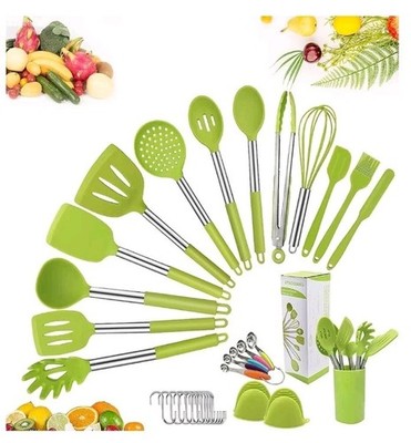AYAOQIANG 33pc Silicone Cooking Utensil Set Nonstick Kitchen Tools Stainless 