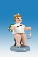 Engelmusikant Engel Sitzend Mit Triangel Ohne Krone HöHe Ca 6 Cm NEU Erzgebirge