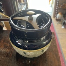Early Ceramic & Brass Stay Fresh Tobacco Jar. Excellent Condition