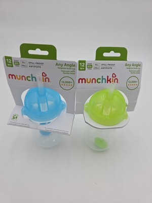 Munchkin Any Angle Click Lock Weighted Flexi Straw Trainer Cup,10oz, 2 Pack Blue