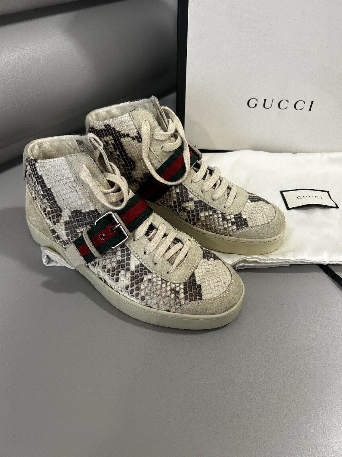 Men’s Preloved Gucci Python High Top Trainers Siz… - image 2