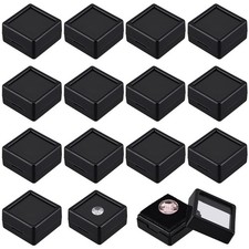 70 Pack Black Gemstone Display Box, 1.16x1.16x0.63Inch Plastic Square Jewelry...