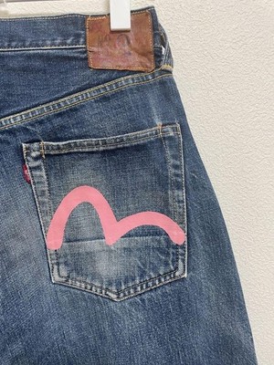 EVISU No.2 Lot.2501 W29 L35 Pink Big Seagull Wide Denim Jeans | eBay