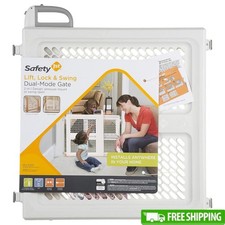 Adjustable Baby Gate Pressure Mounted Swing Gate Doorways Stairs  Pets Plastic