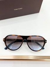 Tom Ford TF1080 Aviator Sunglasses Black Tortoise Green Lens 59-13-145
