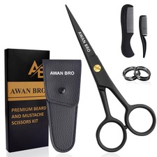 5" Professional Beard Mustache Scissors Set with Beard Comb Mustache Comb...