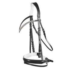 Grayson Classic Leather Ergonomic Snaffle Dressage Bridle with Detachable Fla...