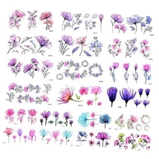 20 Sheets Flower Temporary Tattoos Stickers Waterproof Fake Tattoo Sticker for 