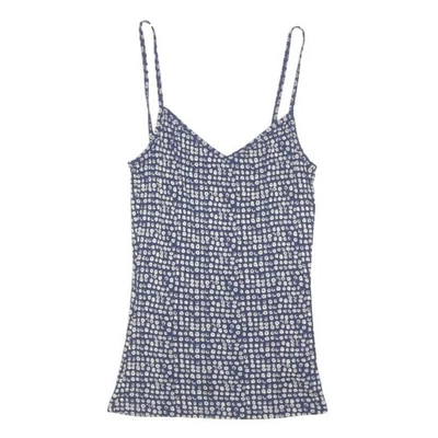 TU Débardeur Camisole Imprimé Bleu Blanc Encolure V Bretelles Nouées UK 8 - Photo 1/4