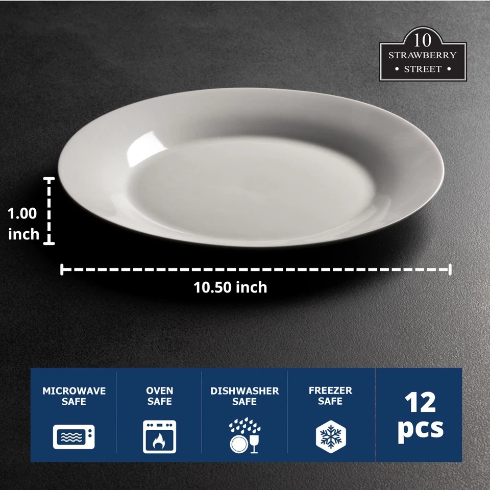 Plato de cena redondo de 10 Strawberry Street .5 para catering, juego de 12, blanco Foto 2 de 4