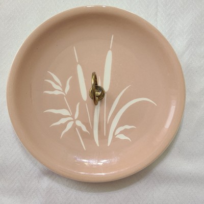 MCM Marshland Serving Plate by Harmony House Handle Platter Beige Cattails 10''
