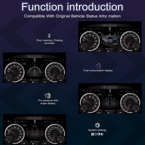 New Digital LCD Instrument Cluster Speedometer Dashboard For Dodge Ram 2013-2018 - Picture 7 of 15