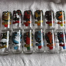 COMPLETE SET Pepsi 12 Days Of Christmas Collectible Glasses Set 1970s retro Cups