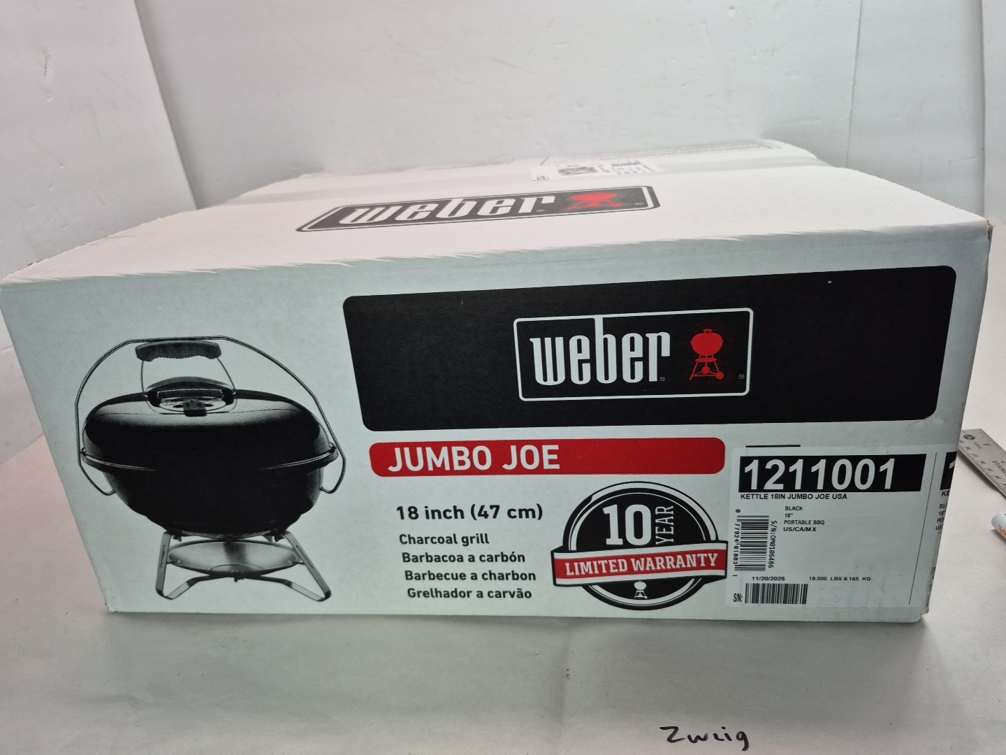 Weber 1211001 Jumbo Joe Portable Charcoal 18in Steel - Black