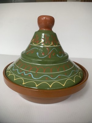 Reston Lloyd Hand Painted Green Terra Cotta Tagine 2-Quart Made In Spain